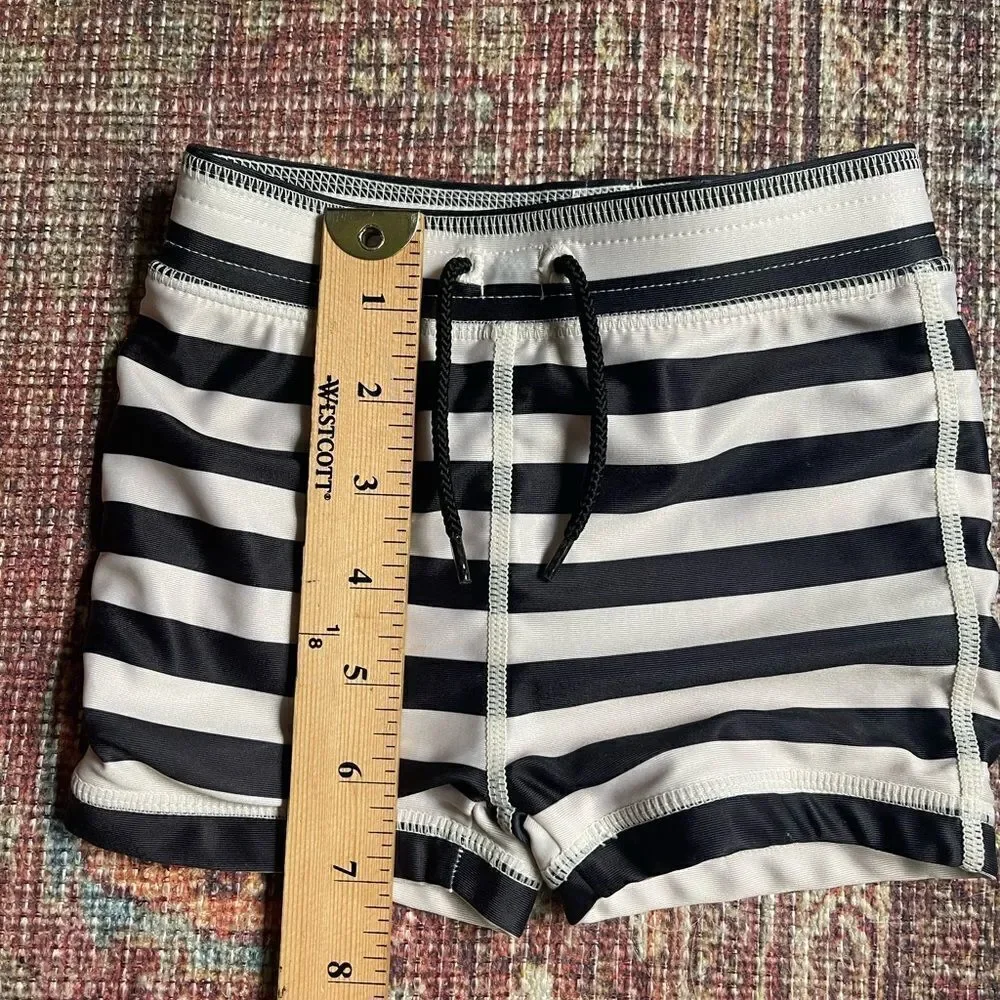 Tea collection 12-18 month Striped Black and White Swim Shorts
